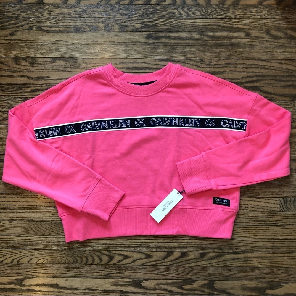 NEW Calvin Klein Performance Hot Pink Cropped Sweatshirt | S